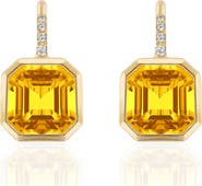 GOSHWARA Gossip Asscher-Cut Semiprecious Stone & Diamond Drop Earrings