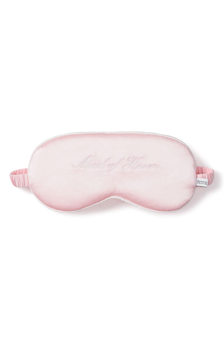 Petite Plume Maid of Honor Embroidered Silk Sleep Mask, Main, color, Pink