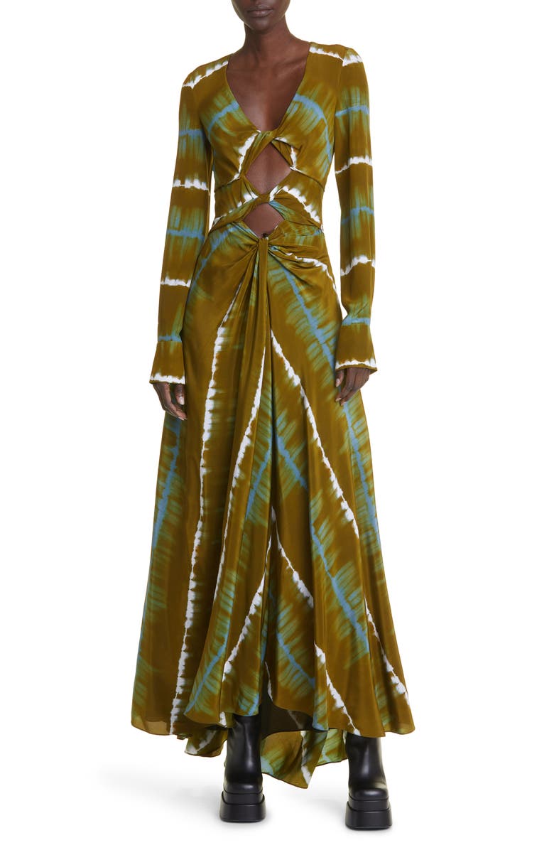 Altuzarra Helenos Long Sleeve Twist Silk Cutout Gown, Main, color, 
