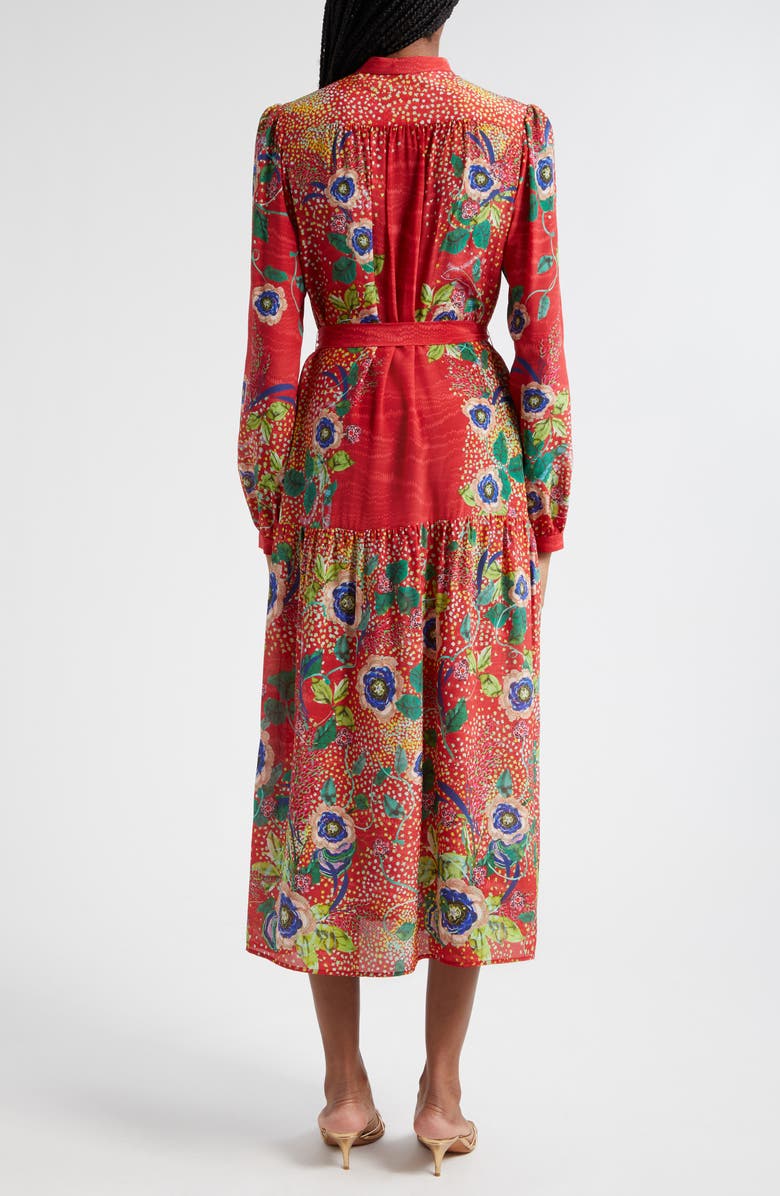 SALONI Remi Long Sleeve Silk Dress, Alternate, color, 