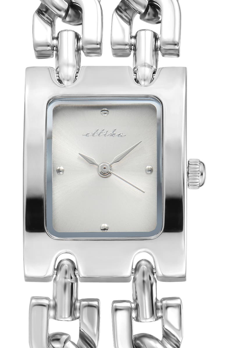 Ettika Thick Chain Bracelet Watch, Alternate, color, Vanilla And Silver