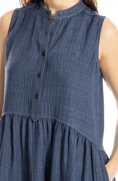 Max Studio Button Placket Minidress In Blue