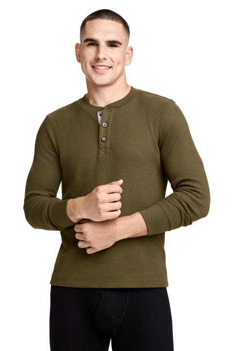Men's Tall Man Long Sleeve Waffle Henley