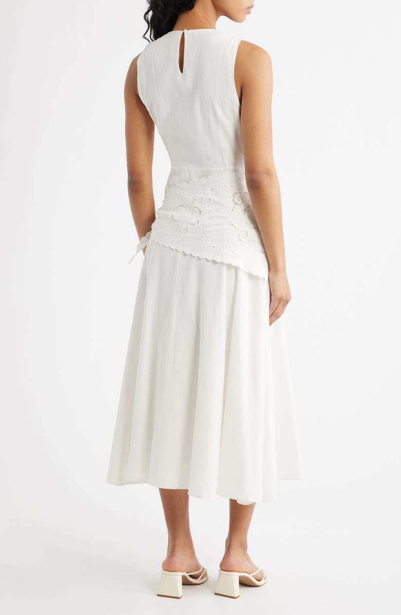 MANGO Embroidered Handkerchief Midi Dress, Alternate, color, Ecru