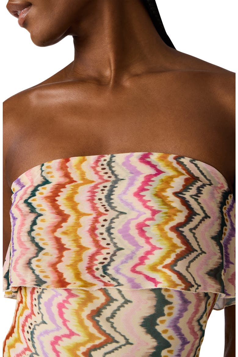 Bryar Print Strapless Dress, Alternate, color, RAINBOW VISION