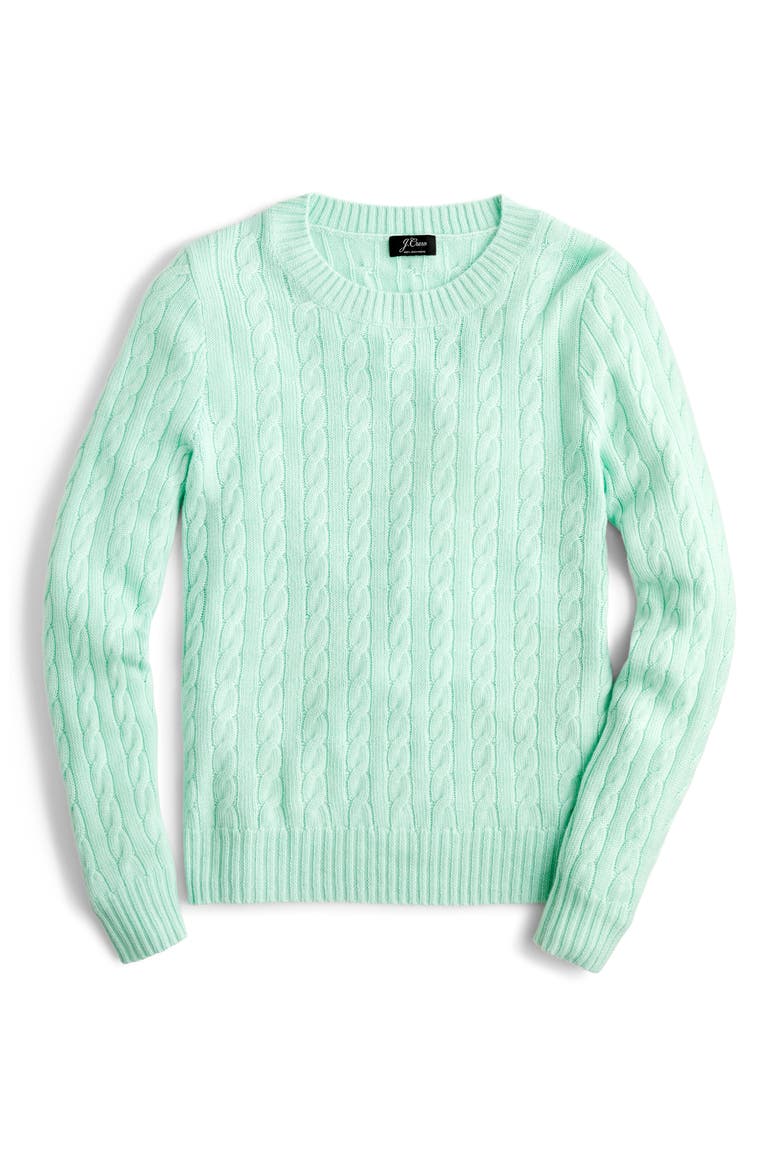 Everyday Cashmere Cable Crewneck Sweater, Main, color, SEASIDE AQUA