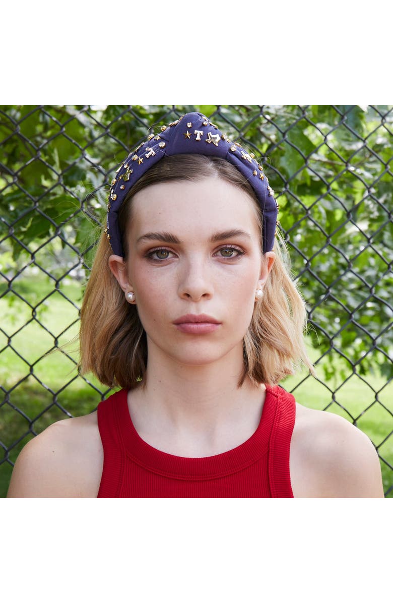 Lele Sadoughi MLB Texas Rangers Embellished Headband, Alternate, color, Navy 400