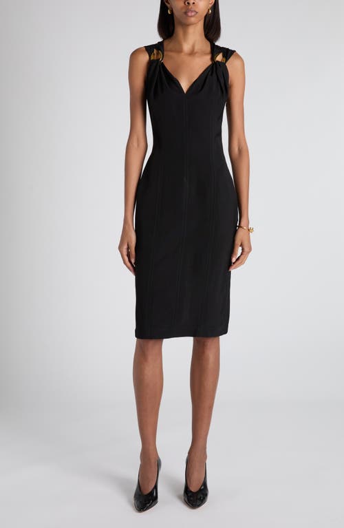 Bottega Veneta Buckle Sleeveless Grainy Viscose Linen Dress In Black