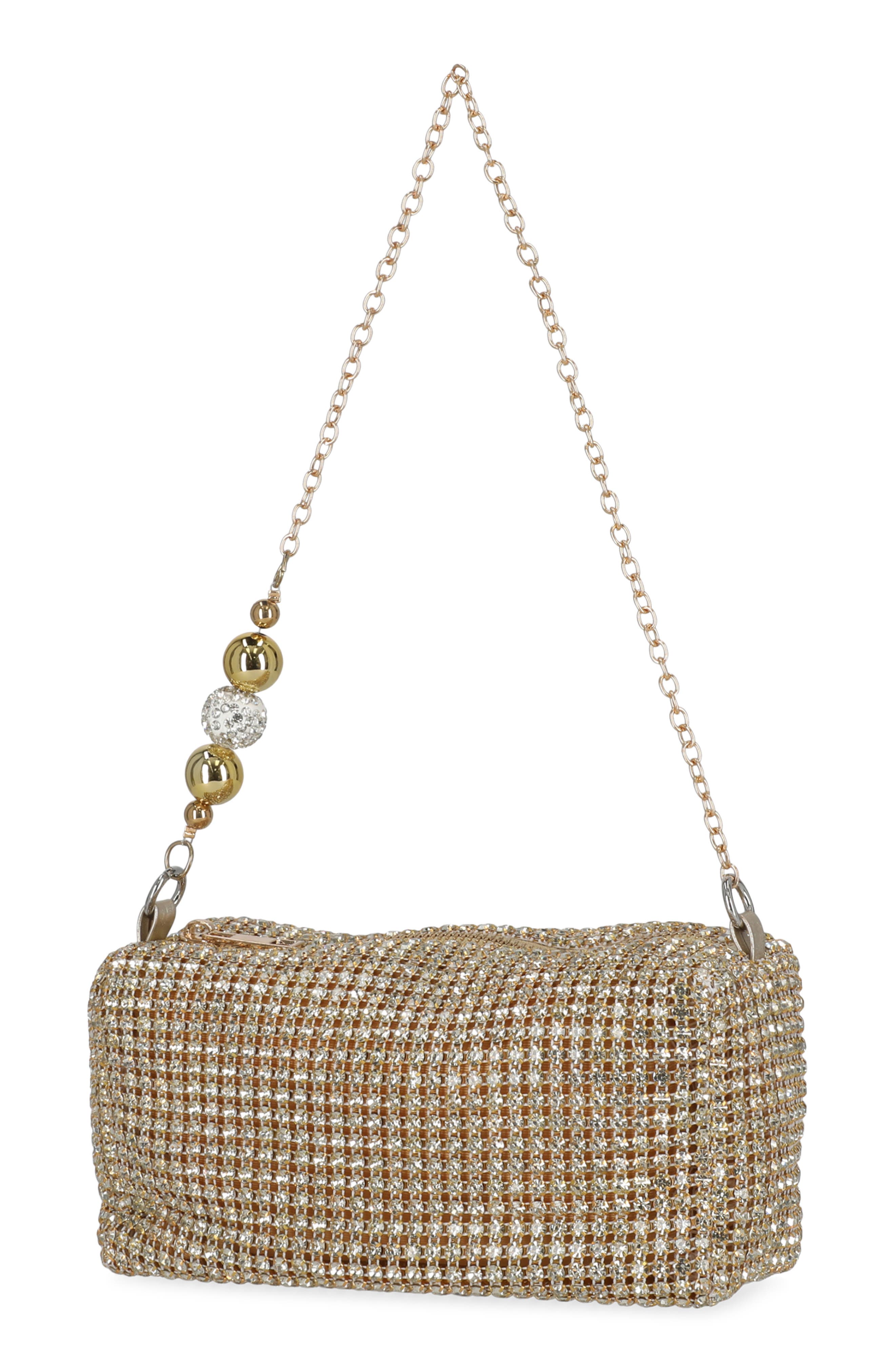 Evelyn Diamond Mesh Shoulder Bag, Alternate, color, LIGHT GOLD