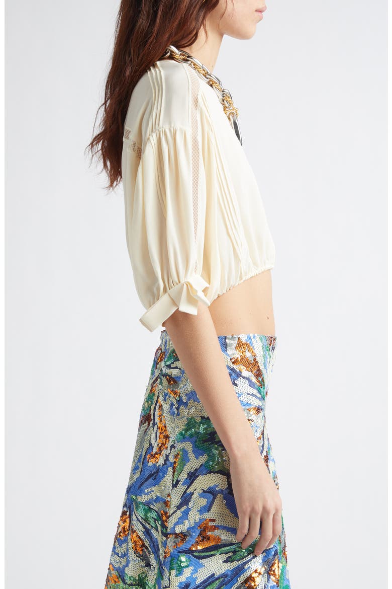 Crop Lace Trim Pintuck Top, Alternate, color, ECRU