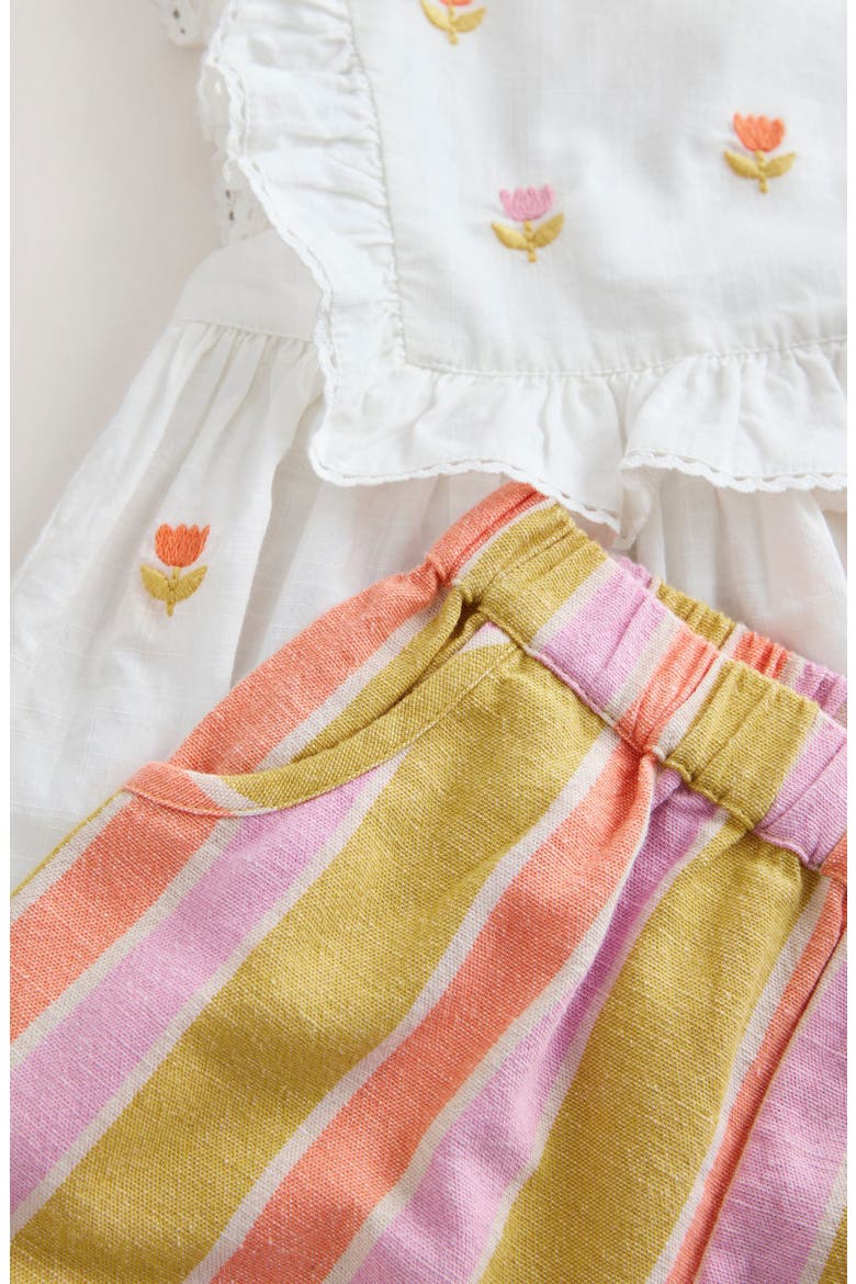 Kids' Frill Top & Stripe Pants Set, Alternate, color, PINK
