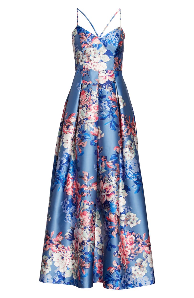 Eliza J Floral Print Mikado Ballgown, Alternate, color, 