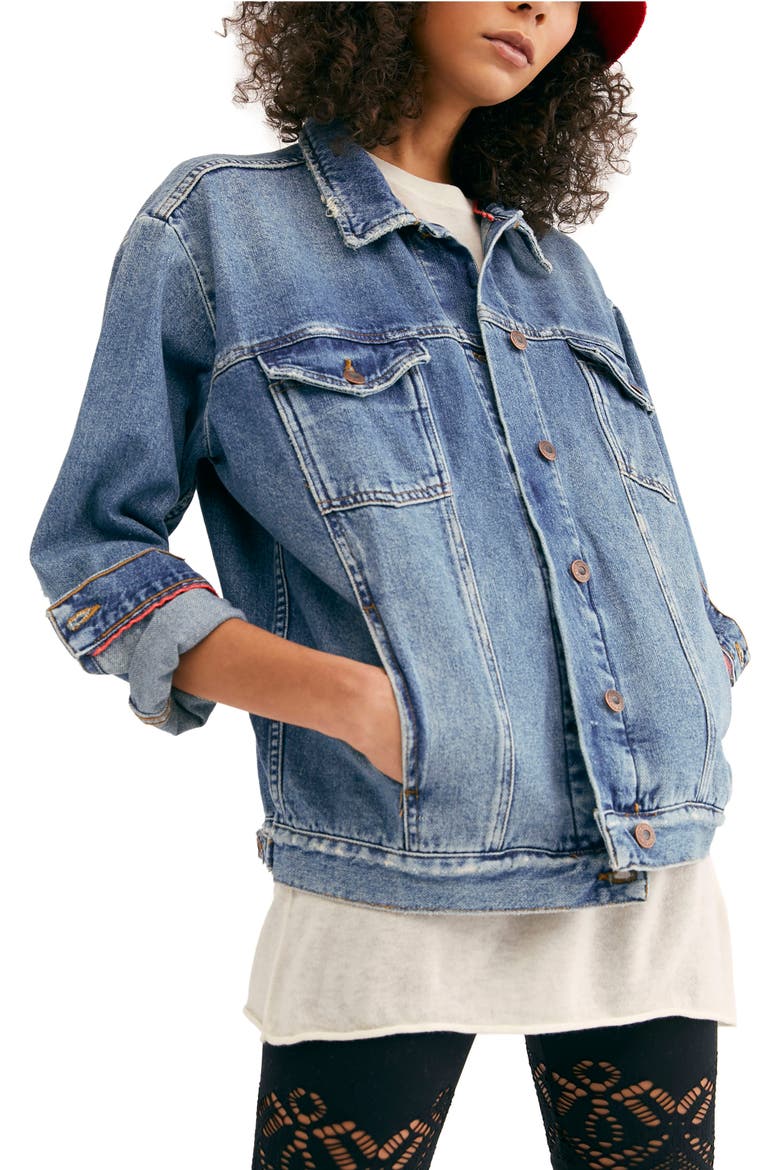 Ramona Denim Trucker Jacket, Main, color, INDIGO BLUE