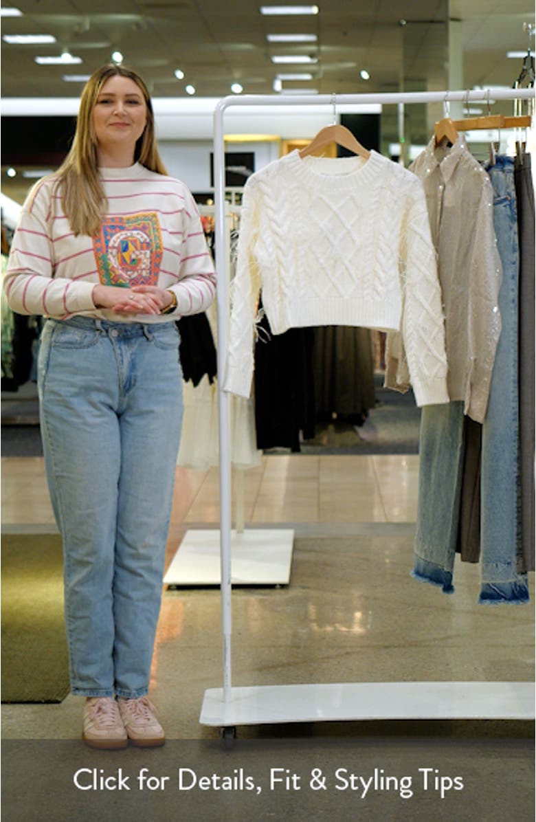 Feather Trim Crop Sweater, sales video thumbnail