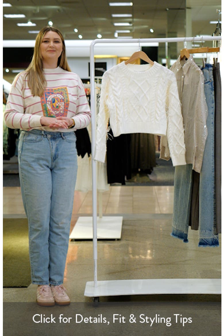 Feather Trim Crop Sweater video