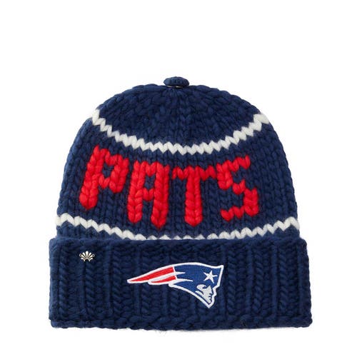 Lele Sadoughi Navy Pats Nfl Beanie With Navy Snap Cover In Burgundy
