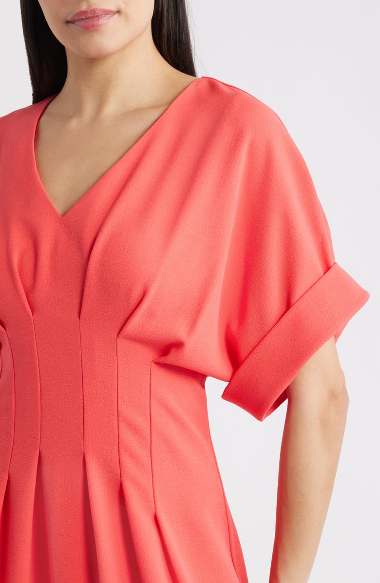 Eliza J Dolman Sleeve Midi Dress, Alternate, color, Coral