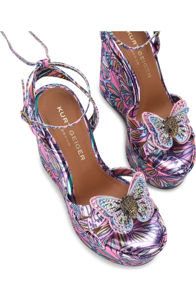 Kurt Geiger London Butterfly Ankle Wrap Platform Wedge Sandal, Alternate, color, Light/ Pastel Purple