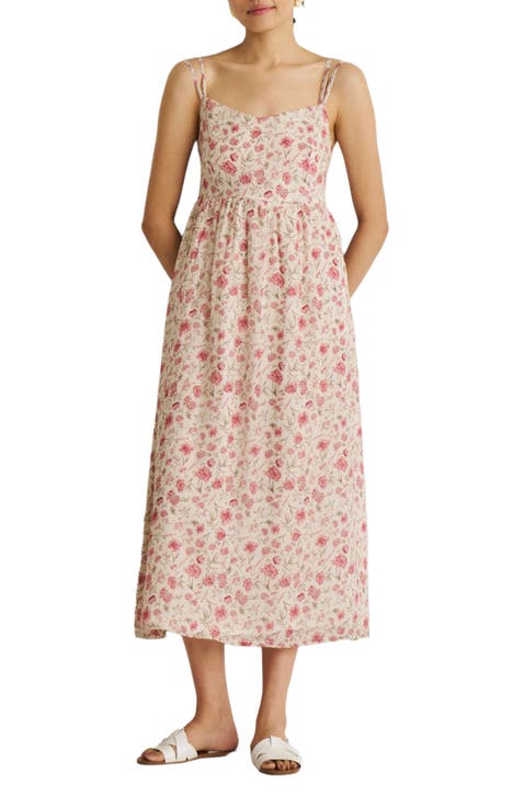 Strappy Gathered Midi Dress