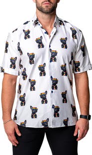 Maceoo Galileo Glasses Dog Regular Fit Short Sleeve Button-Up Shirt