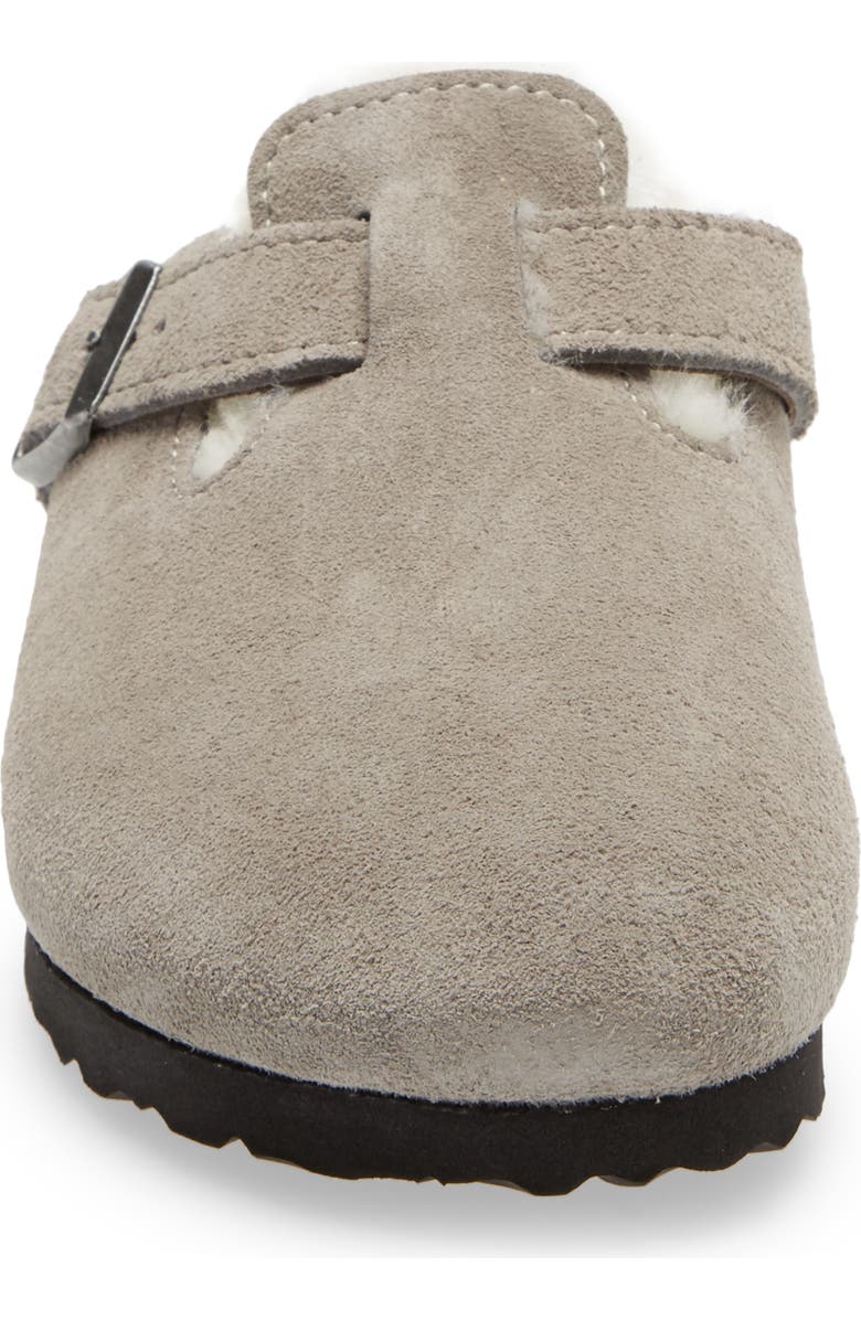 Birkenstock Boston Genuine Shearling Lined Clog, Alternate, color, Stone Coin Suede
