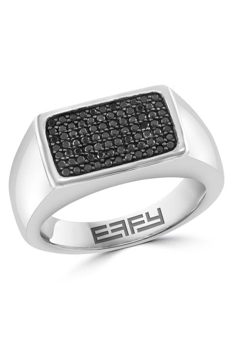 Black Diamond Pavé Signet Ring in Sterling Silver
