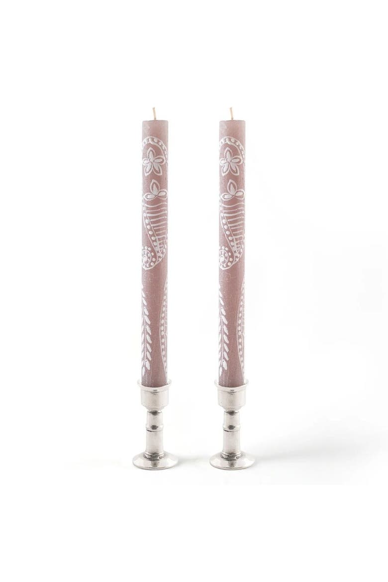 Henna Brown Painted Candles - Set of 2, Main, color, Henna Brown - 9"