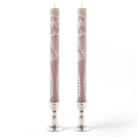 Henna Brown Painted Candles - Set of 2