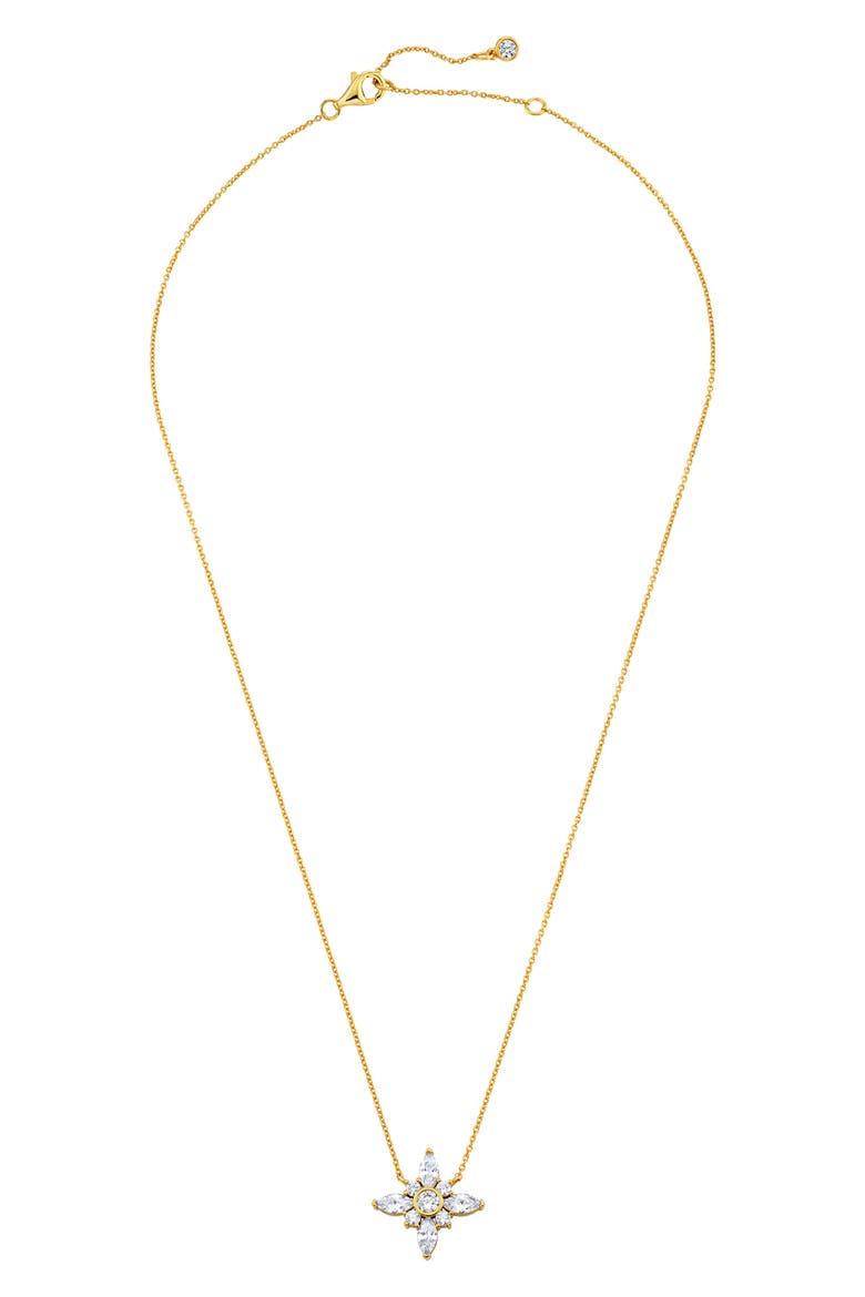 Brilliant & Marquise Cubic Zirconia Star Pendant Necklace, Alternate, color, 18KT YELLOW GOLD / CLEAR STONE