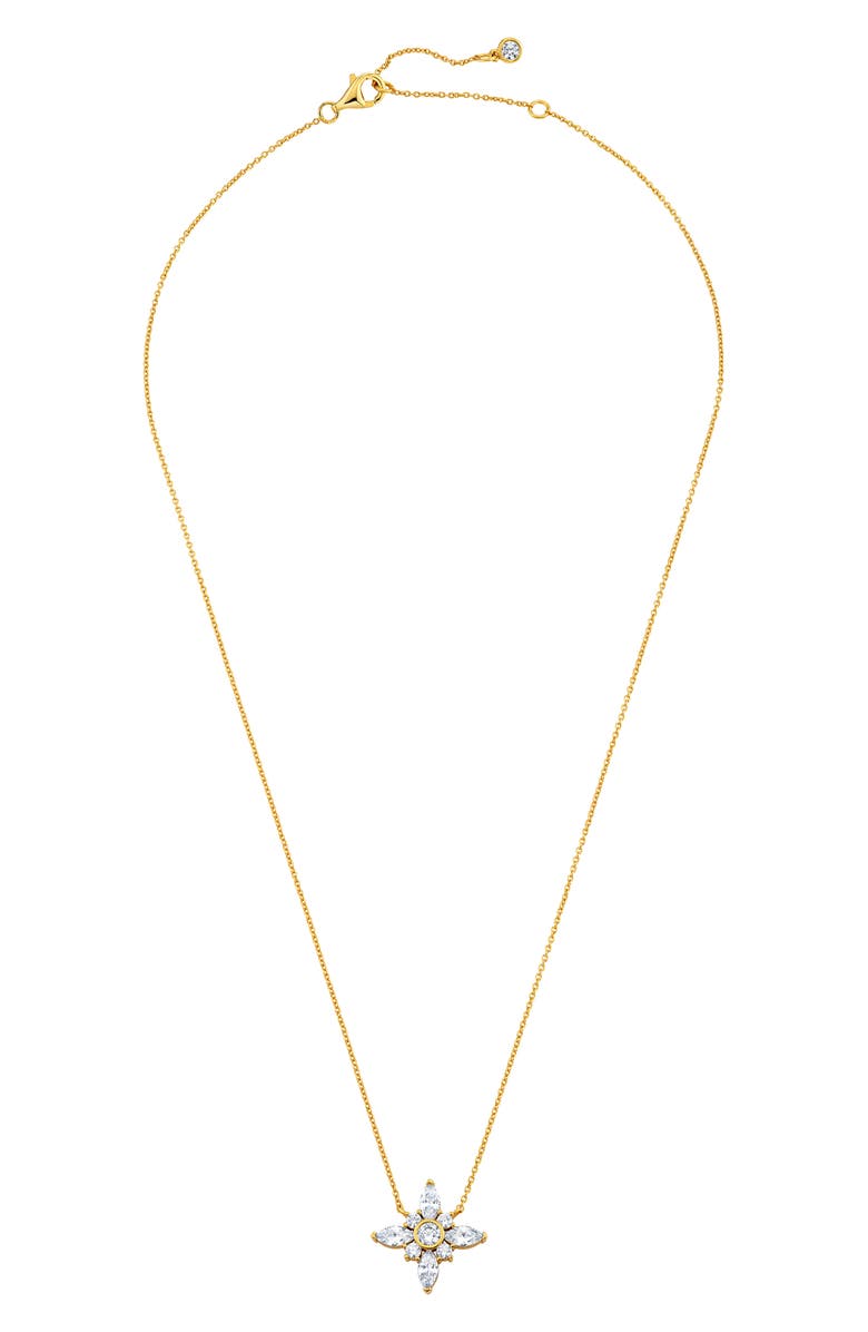 Crislu Brilliant & Marquise Cubic Zirconia Star Pendant Necklace, Alternate, color, 18Kt Yellow Gold / Clear Stone