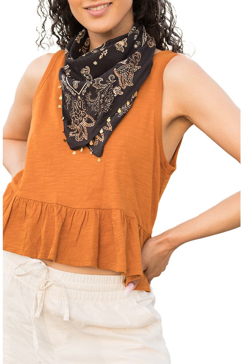 Paisley Disc Scarf, Main, color, BLACK