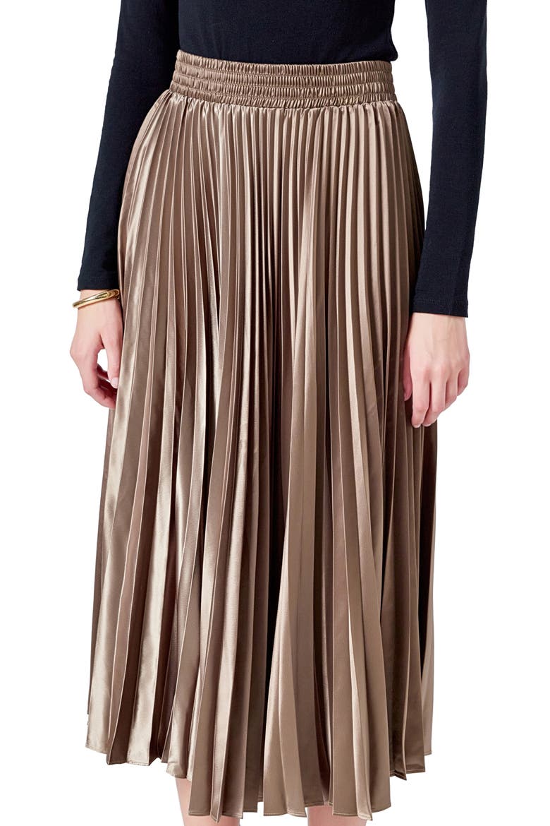 Sunburst Pleated Skirt, Alternate, color, MOCHA