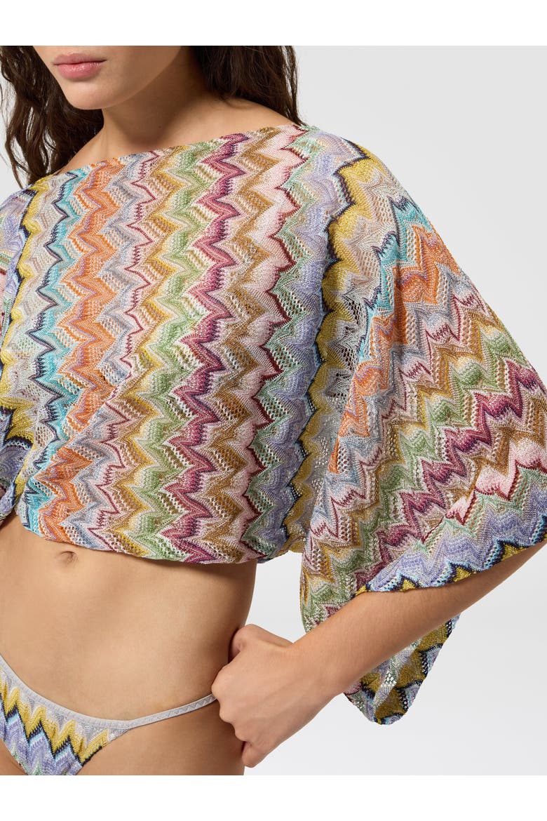 Viscose Lamé Cover-up Top With Batwing Sleeves, Alternate, color, Multicoloured