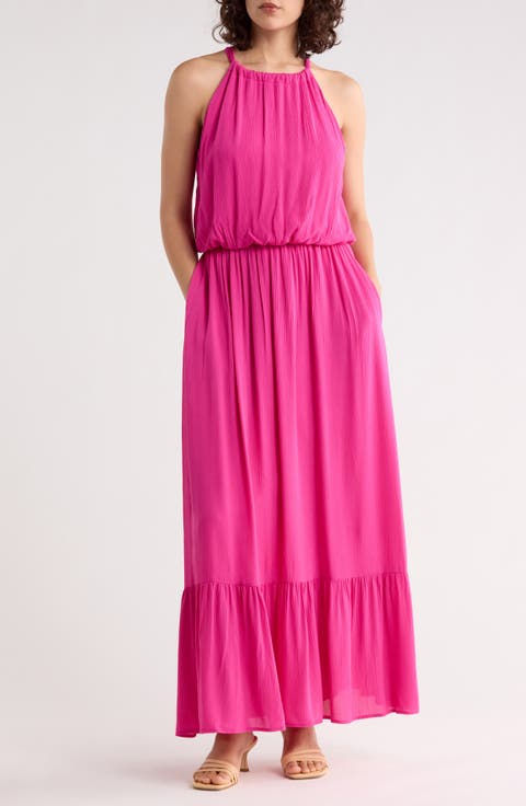Halter Neck Gauze Maxi Dress