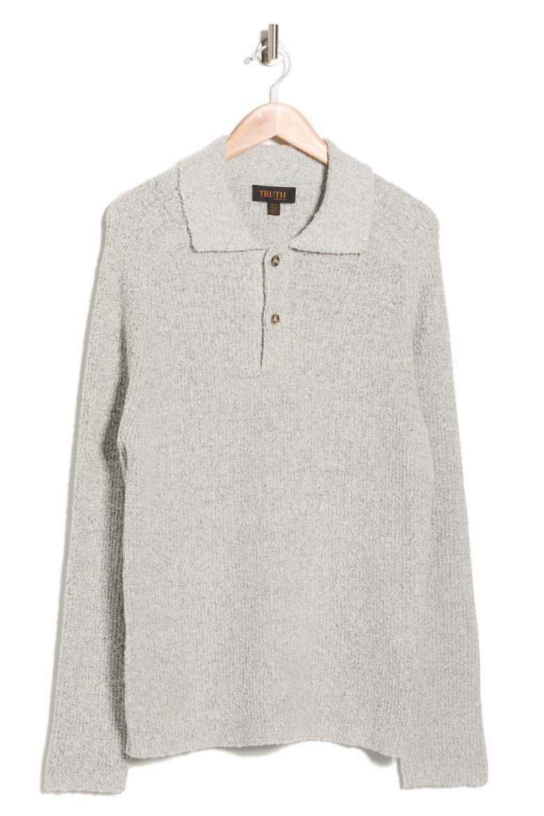 Chenille Long Sleeve Polo, Alternate, color, GREY MARLE