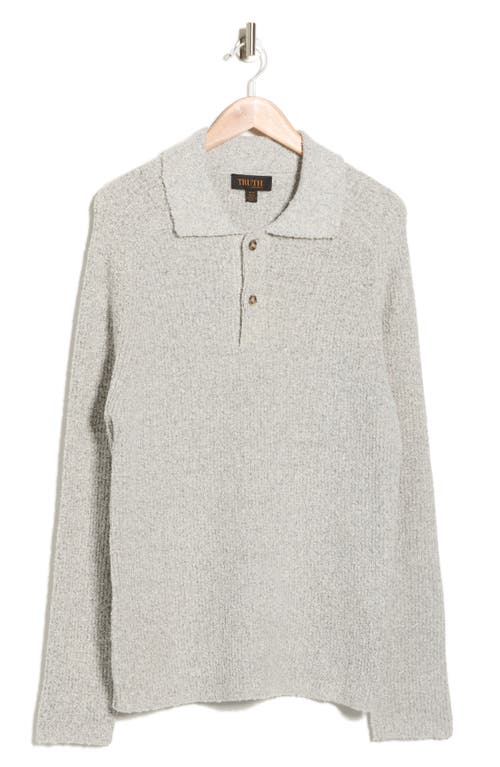 Truth Chenille Long Sleeve Polo In Neutral