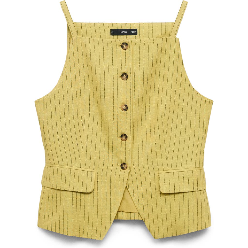 Mango Luca Stripe Vest In Yellow