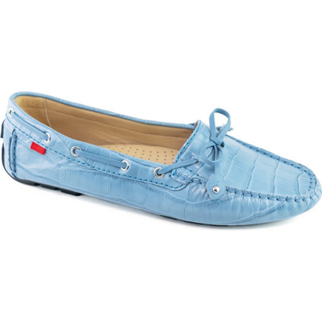 Marc Joseph New York Cypress Hill Croco Tiebow Driver Loafer In Blue