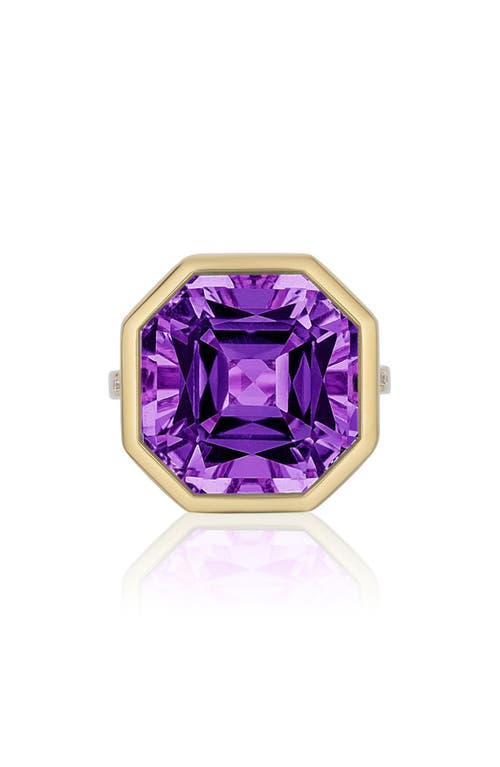 Goshwara Gossip Octagon Cut Stone & Pavé Diamond Ring In Purple