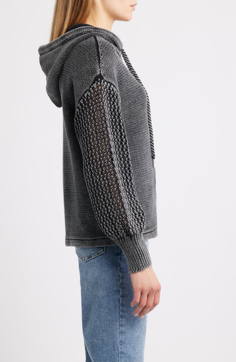 CITY BLUES Open Stitch Hoodie, Alternate, color, Black