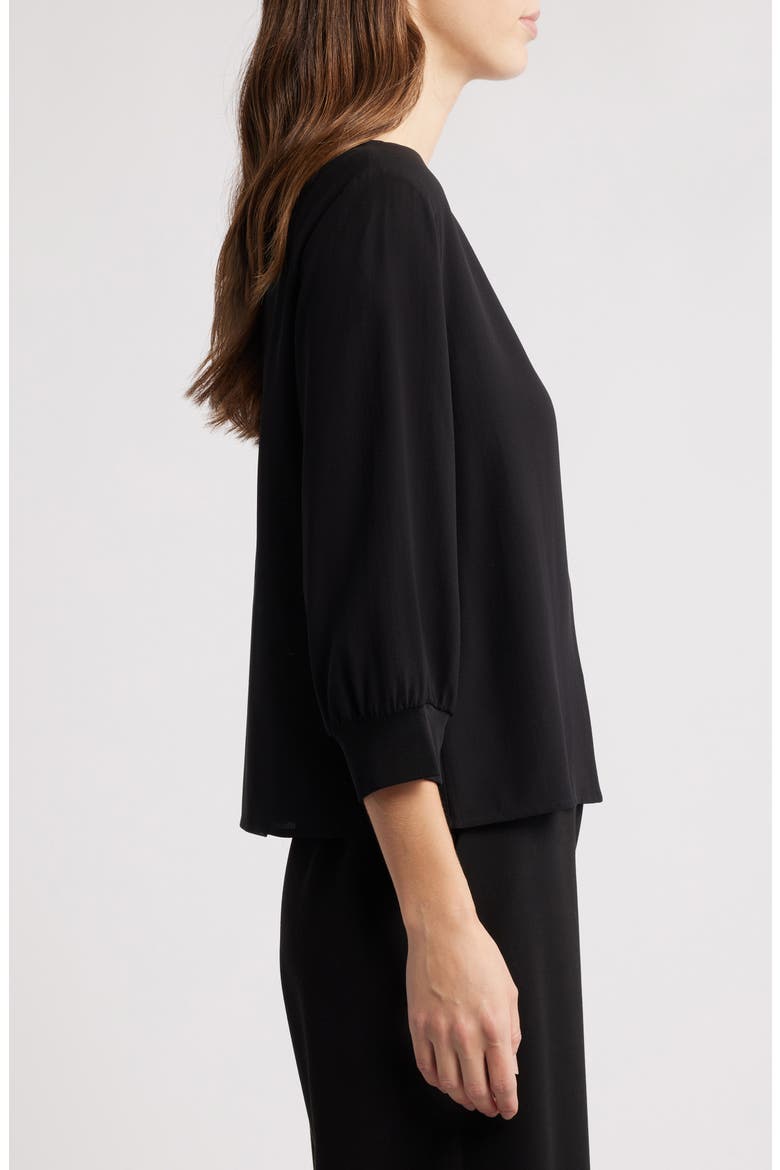 Bateau Neck Silk Top, Alternate, color, BLACK