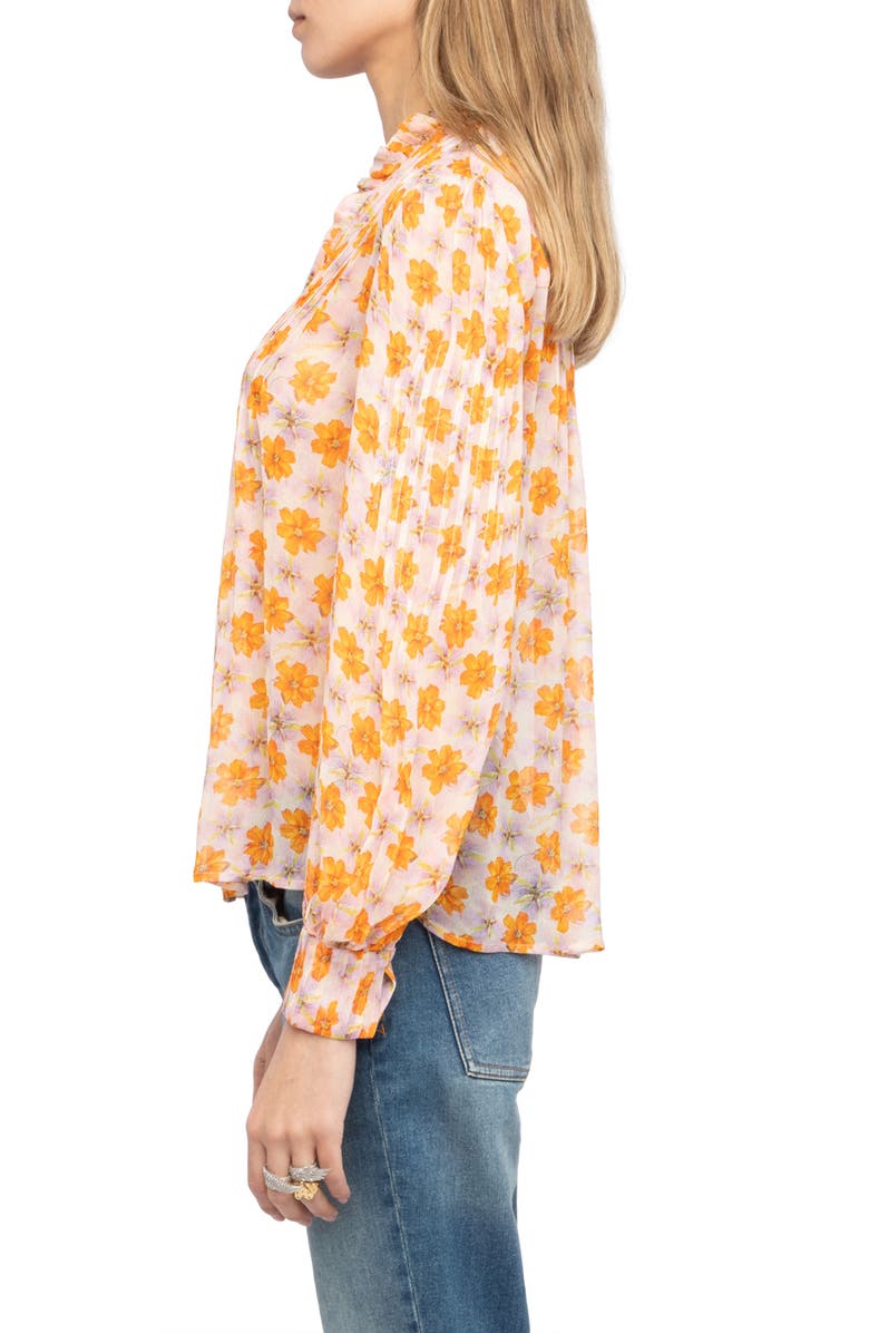 Zadig & Voltaire Timz Mousseline Floral Top, Alternate, color, Cream