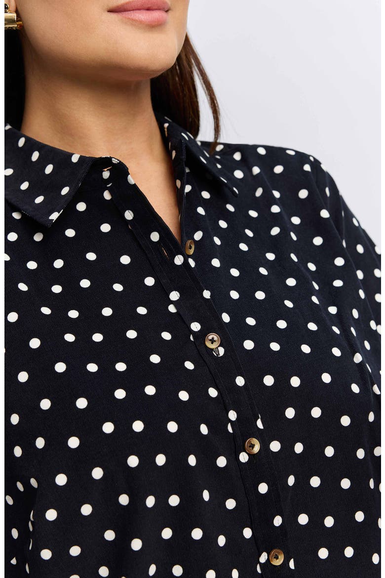 Haven Polka Dot Cotton Corduroy Button-Up Shirt, Alternate, color, BLACK/ IVORY MULTI