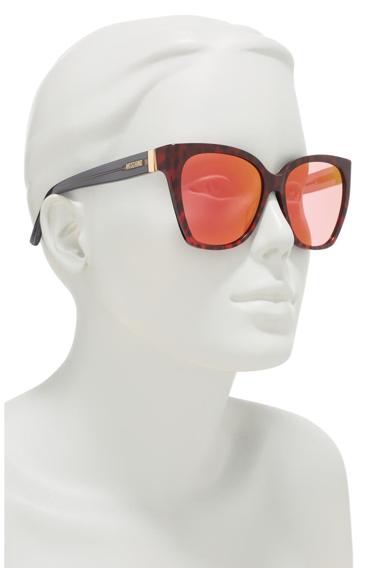 55mm Cat Eye Sunglasses, Alternate, color, REDLEOPBR / ORANGE MULTILAY