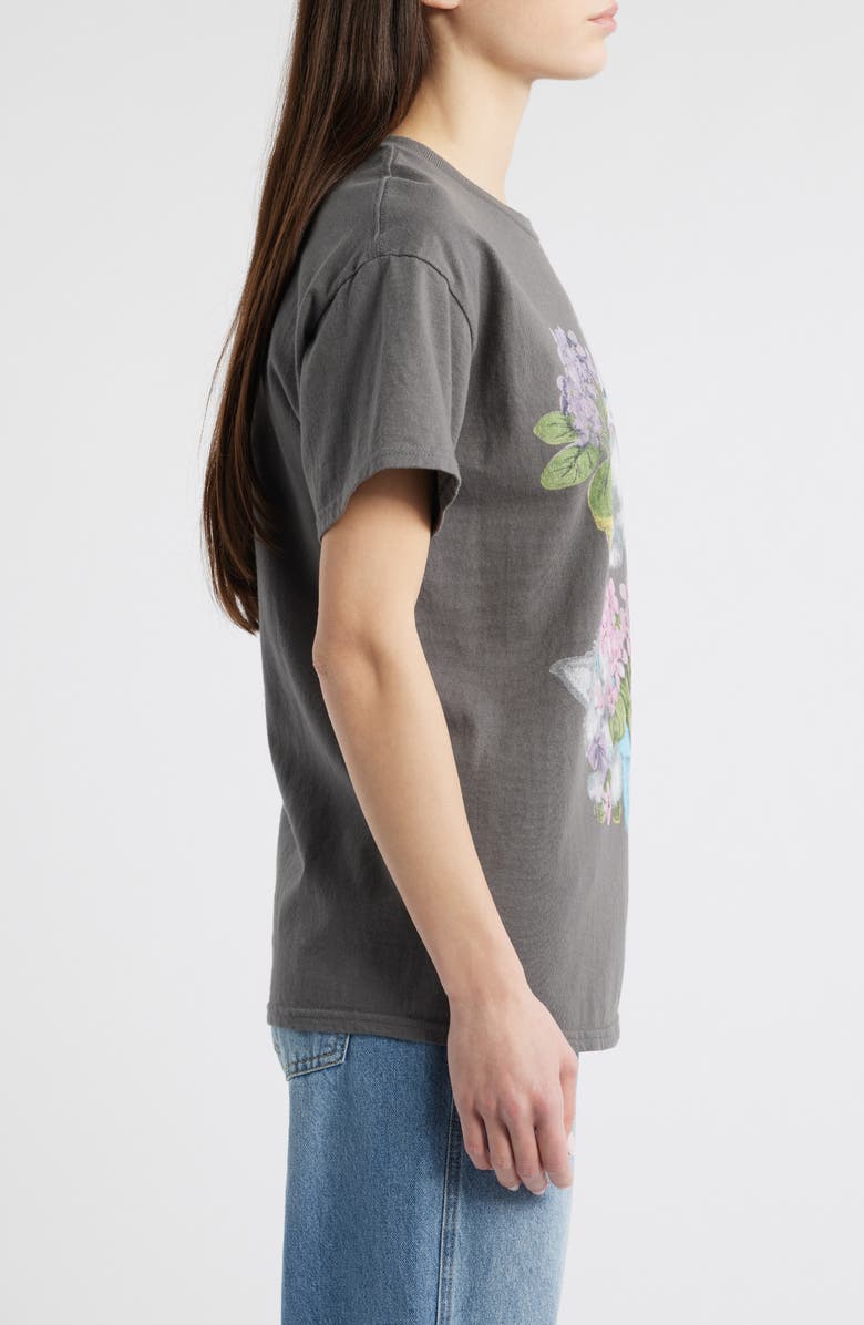 Junk Food Cats & Flowers Cotton Graphic T-Shirt, Alternate, color, Charcoal