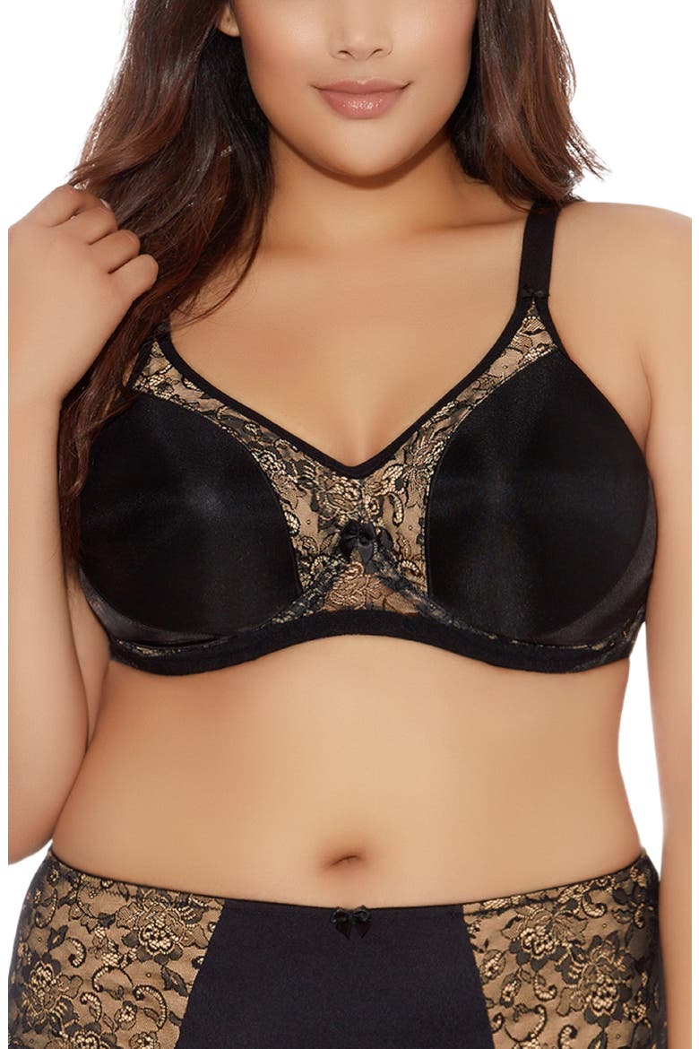 Yvette Full Figure Molded Underwire Bra, Main, color, BLACK