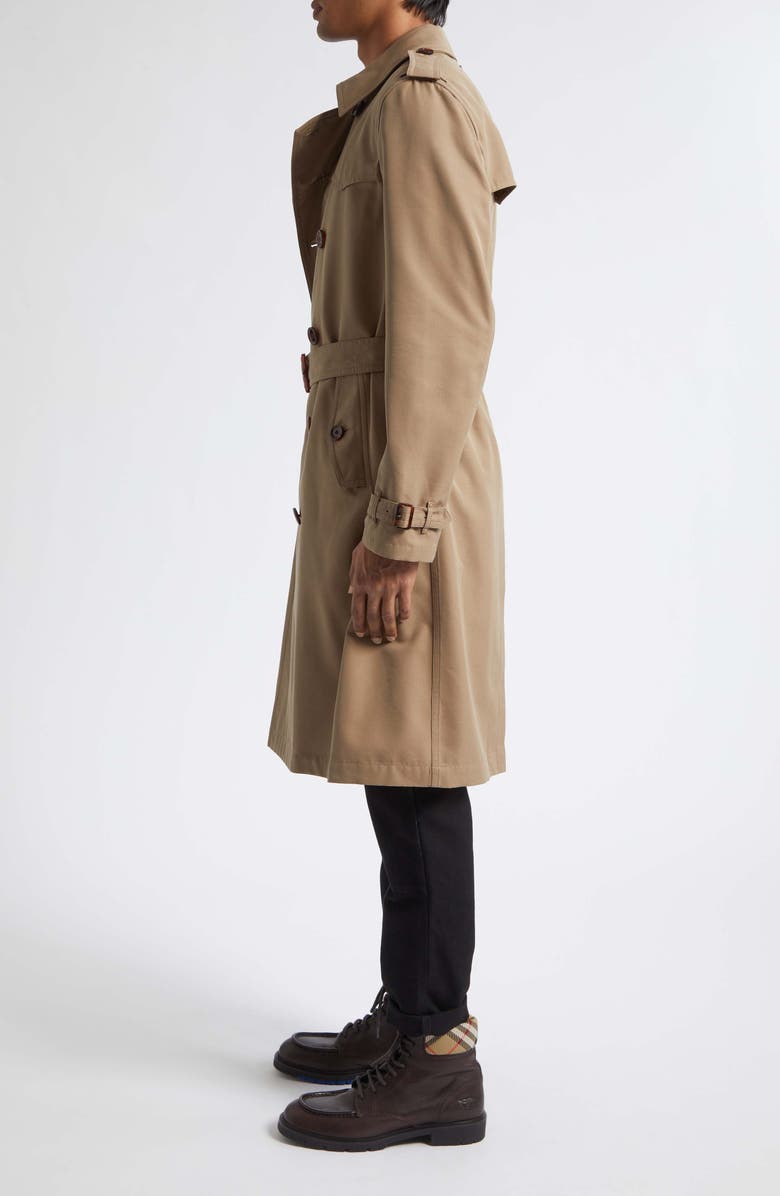 Burberry Foxfield Water Resistant Cotton Gabardine Trench Coat, Alternate, color, Poplar
