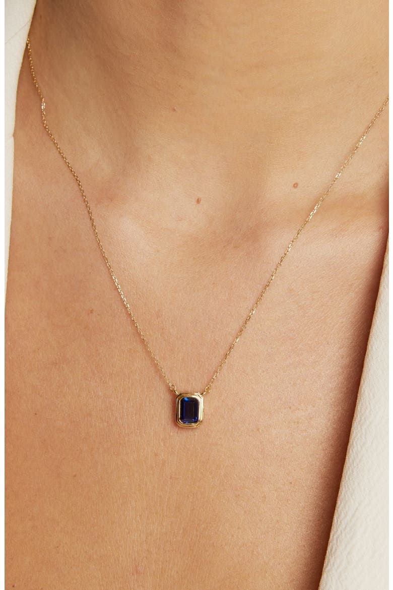 Lab Grown Blue Sapphire Heirloom Necklace, Alternate, color, Yellow