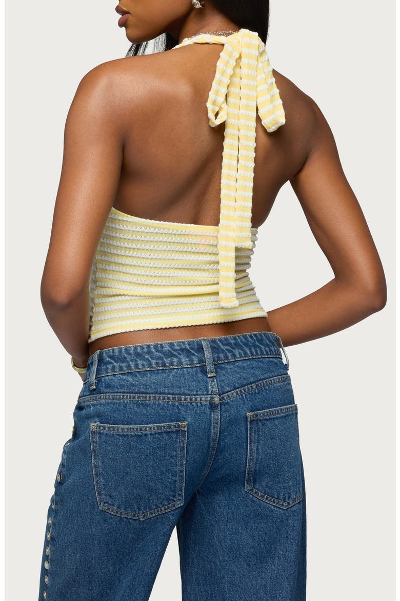 Maylah Stripe Knit Keyhole Halter Top, Alternate, color, YELLOW