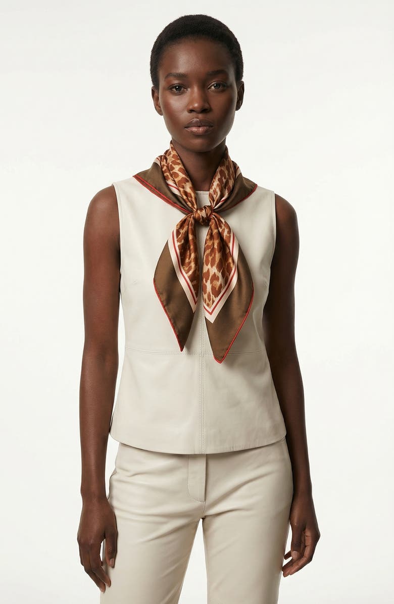 Jessie Zhao New York Leopard Allure Double Sided Silk Scarf, Alternate, color, Brown